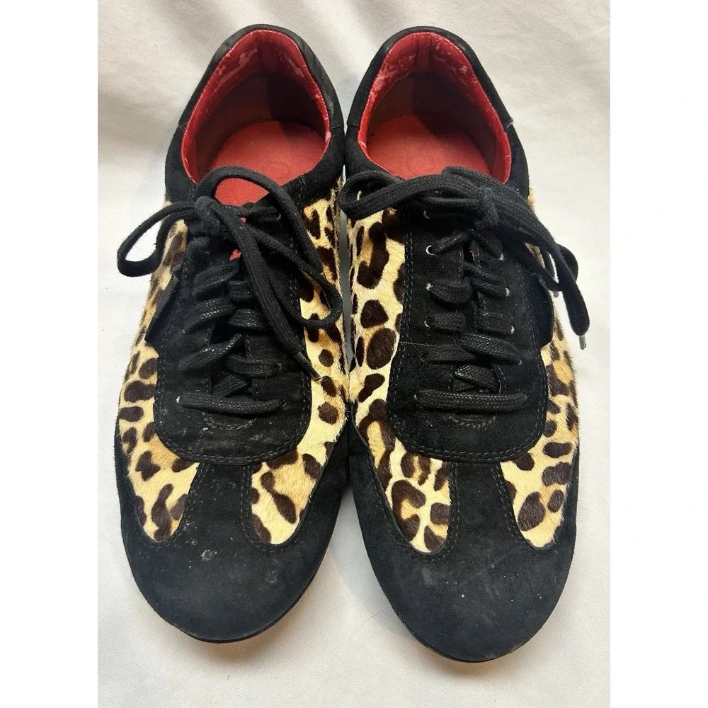 Women's Cole Haan Bria Leopard Print Casual Sneakers Size 7.5B NikeAir Calf Hair